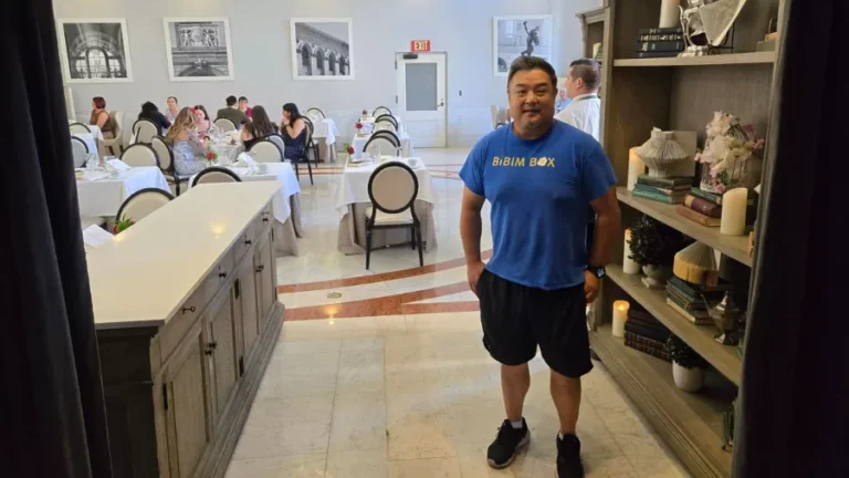 Bibim Box Owner in the Map Room Lounge