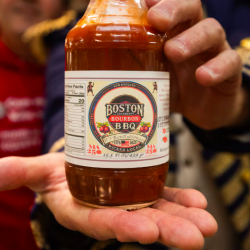 man holding cranberry bbq sauce